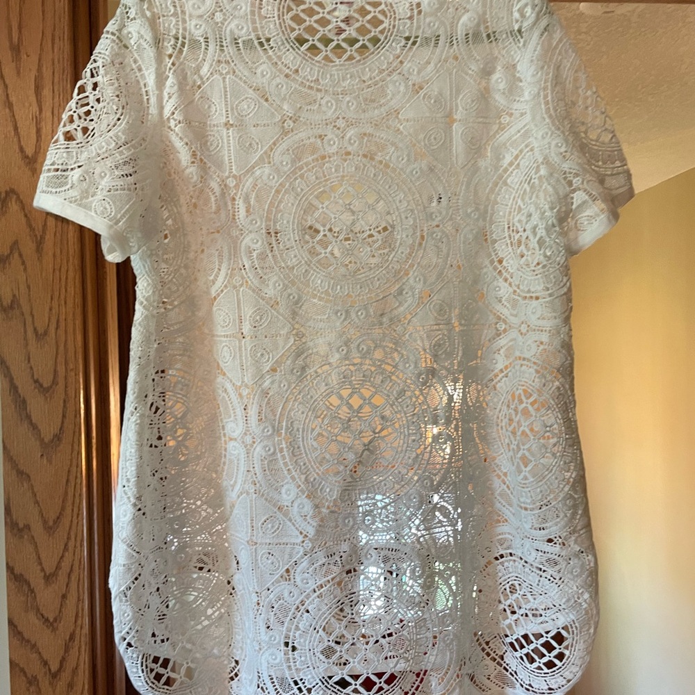 Sundance White Lace Boxy Blouse